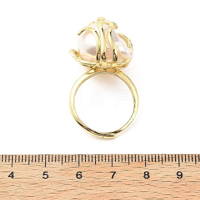 ABS Plastic Pearl Finger Rings RJEW-L128-01G-1