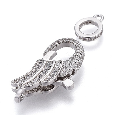 Brass Micro Pave Cubic Zirconia Lobster Claw Clasp ZIRC-M108-01A-P-1