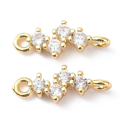 Eco-Friendly Brass Micro Pave Clear Cubic Zirconia Links Connectors ZIRC-C022-03G-1