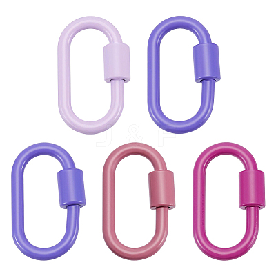 5Pcs 5 Styles Baking Paint Alloy Screw Locking Carabiners FIND-DR0002-39-1