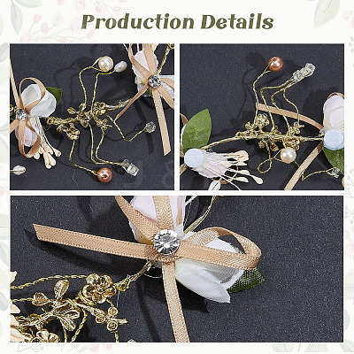 1Pc Alloy with Resin and Polyester Headpiece Cap AJEW-CY0001-92-1