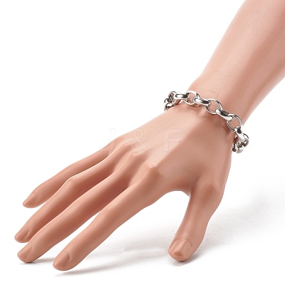 Non-Tarnish 304 Stainless Steel Rolo Chain Bracelets for Women BJEW-JB06673-01-1