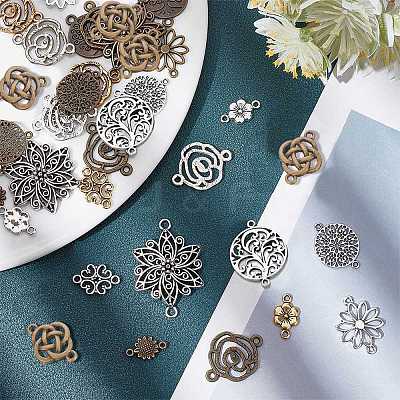 72Pcs 18 Styles Tibetan Style Alloy Connector Charms FIND-SC0003-34-1