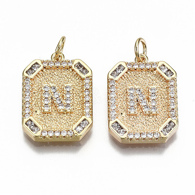Brass Micro Pave Clear Cubic Zirconia Pendants KK-S356-234N-G-NF-1
