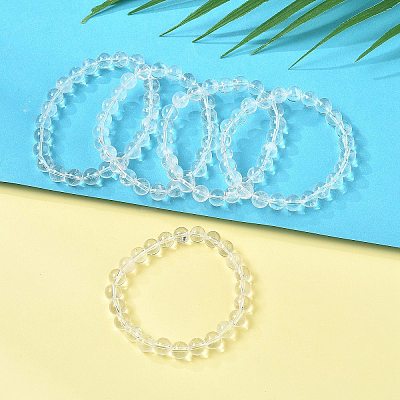 Natural Quartz Crystal Beaded Stretch Bracelets X-BJEW-Q692-46-8mm-1