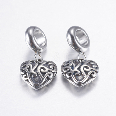 304 Stainless Steel European Dangle Charms STAS-P183-35AS-1