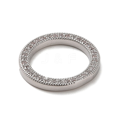 Rack Plating Brass Micro Pave Clear Cubic Zirconia Linking Rings KK-P261-06P-1