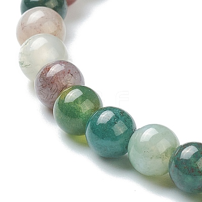 Natural Indian Agate Beaded Stretch Bracelets X-BJEW-D446-A-46-1