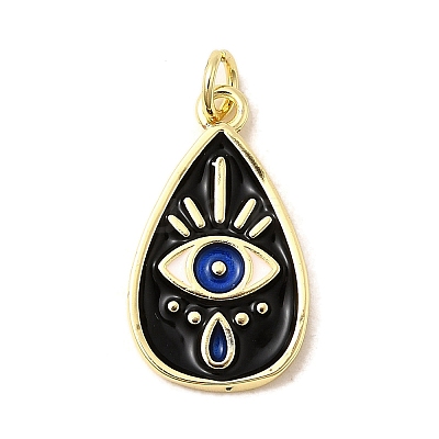 Brass Enamel Evil Eye Pendants KK-I378-16G-B-1