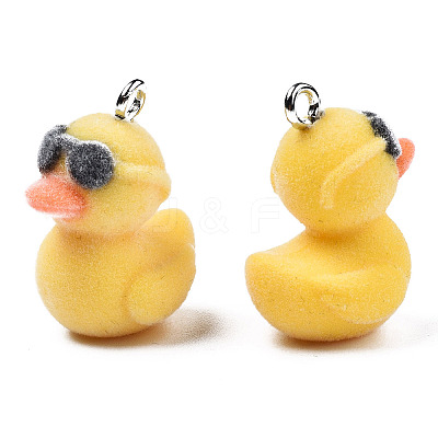 Flocky Resin Pendants X-RESI-N032-04-1