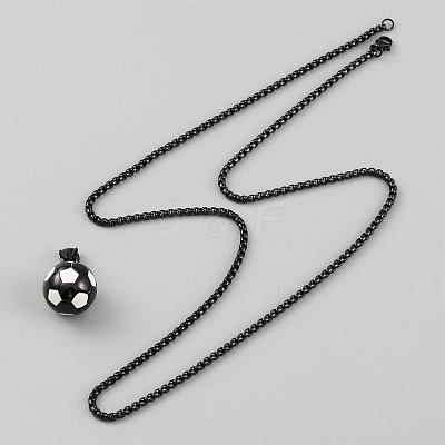 304 Stainless Steel Football Pendant Necklace with Box Chains for Women X1-NJEW-SZC0003-01EB-1