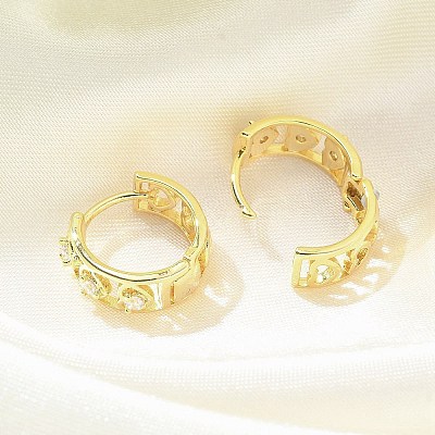 Brass Micro Pave Clear Cubic Zirconia Stud Earrings EJEW-C122-07G-1