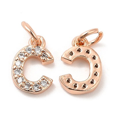 Brass Micro Pave Grade AAA Cubic Zirconia Charms ZIRC-P067-11RG-C-NR-1