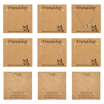 100Pcs 2 Styles Friendship Theme Kraft Paper Jewelry Display Cards CDIS-TA0001-24-1