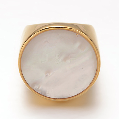 Fancy Style Ion Plating(IP) 316 Surgical Stainless Steel Shell Wide Band Finger Rings RJEW-F045-11A-17mm-1