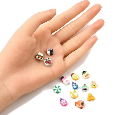 100Pcs 5 Styles Handmade Polymer Clay Beads CLAY-FP0001-16-1