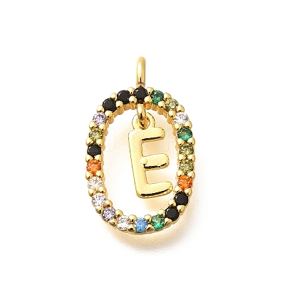 Brass Micro Pave Cubic Zirconia Pendants ZIRC-P123-01G-E02-1