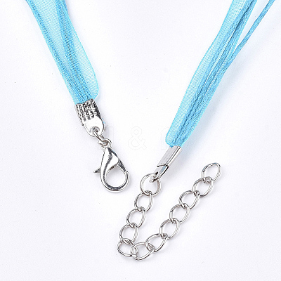 Waxed Cord and Organza Ribbon Necklace Making X-NCOR-T002-274-1