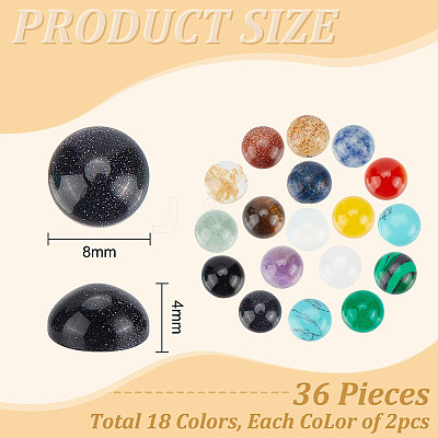 36Pcs 18 Styles Mixed Gemstone Cabochons G-HY0001-55-1
