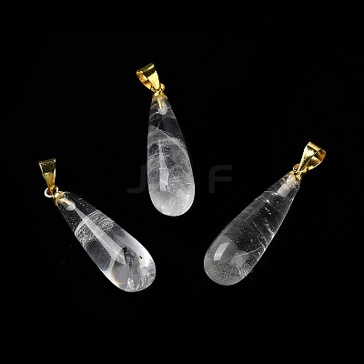 Natural Quartz Crystal Teardrop Pendants G-Q005-03G-09-1