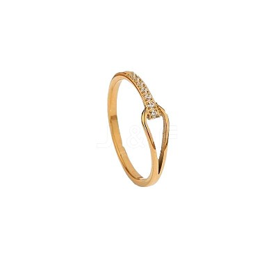 304 Stainless Steel Micro Pave Clear Cubic Zirconia Finger Rings FS-WG74BF6-03-1