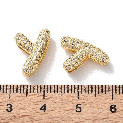 Rack Plating Brass Micro Pave Cubic Zirconia Slide Charms KK-C084-34G-Y-1