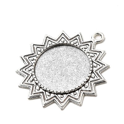 Tibetan Style Alloy Sun Pendant Cabochon Settings X-TIBEP-N003-70AS-1