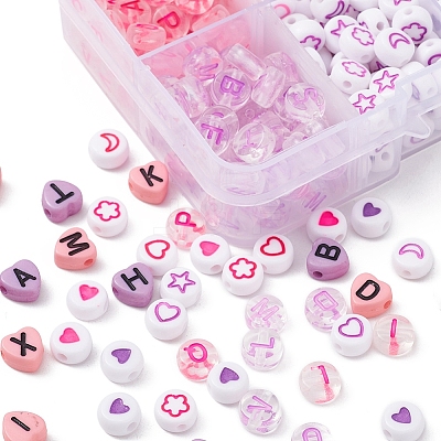 8 Style Pink & Purple Series Opaque Acrylic Beads MACR-YW0001-50-1