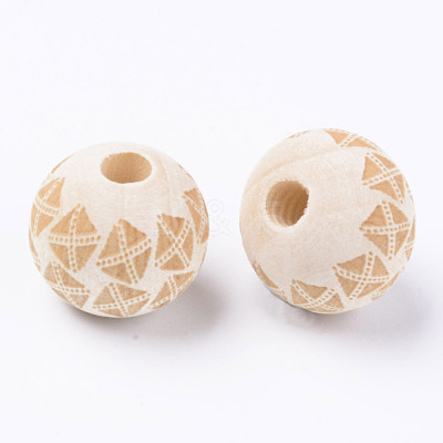 Unfinished Natural Wood European Beads WOOD-S057-021A-1