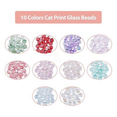 200Pcs 10 Colors Transparent Spray Painted Glass Beads GLAA-DC0001-24-1
