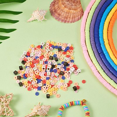 20 Strands 20 Colors Flat Round Handmade Polymer Clay Beads CLAY-SZ0001-72-1
