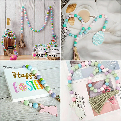 140Pcs 7 Colors Spray Painted Wood European Beads WOOD-GL0001-18-1