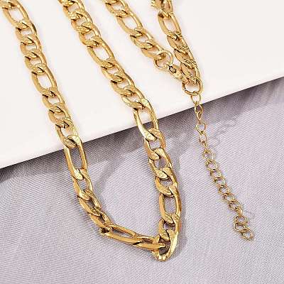 6MM 304 Stainless Steel Figaro Chain Necklaces for Women NJEW-G177-02G-1