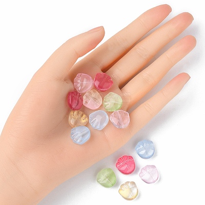 35Pcs Transparent Spray Painted Glass Beads GLAA-YW0001-66-1