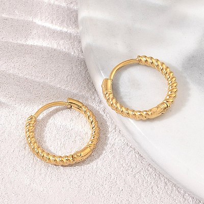 Twist Textured 304 Stainless Steel Huggie Hoop Earrings SA-CBA46AF-27G-02-1