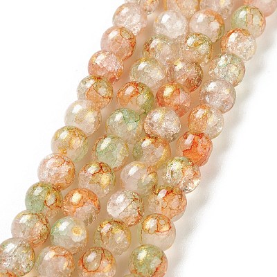 Baking Paint Crackle Glass Bead Strands DGLA-R053-05B-1