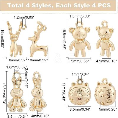 16Ppcs 4 Style Rack Plating Brass Pendants KK-FH0003-92-1