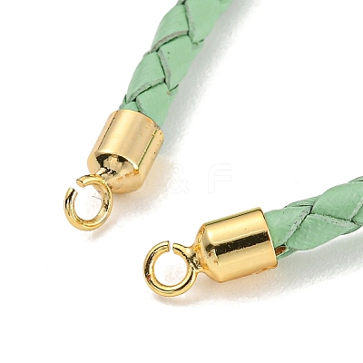 Leather Braided Cord Link Bracelets MAK-K022-01G-03-1