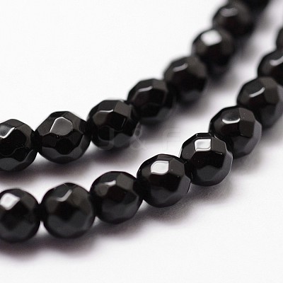 Natural Dyed & Heated Black Onyx Beads Strands X-G-D840-22-4mm-1