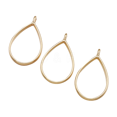 Rack Plating Alloy Teardrop Open Back Bezel Pendants PALLOY-TA0001-09G-1