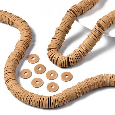 Flat Round Handmade Polymer Clay Beads CLAY-R067-12mm-37-1
