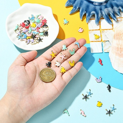 10Pcs 304 Stainless Steel Enamel Charms STAS-YW0003-43A-1