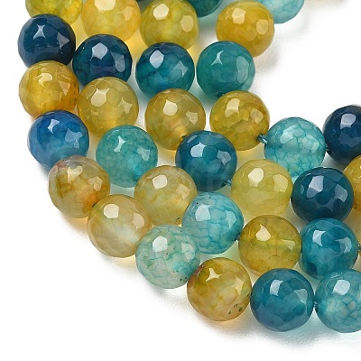 Dyed Natural Agate Faceted Round Beads Strands G-E320E-8mm-17-1