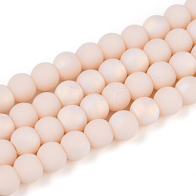 Frosted Opaque Glass Beads Strands GLAA-T032-P6mm-MBB09-1