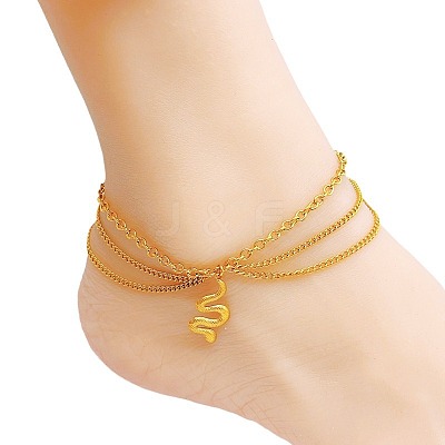 304 Stainless Steel 3 Layer Charm Anklets for Women FS-WG18883-04-1