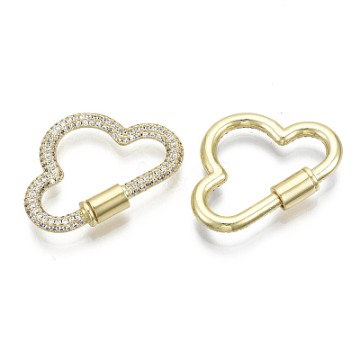 Brass Micro Pave Cubic Zirconia Screw Carabiner Lock Charms ZIRC-N039-006A-NF-1