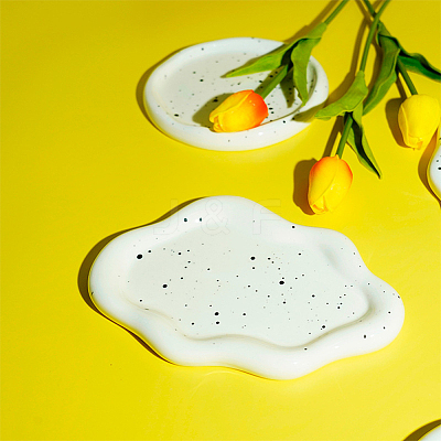 Cloud Shape Porcelain Tray AJEW-WH0326-62-1