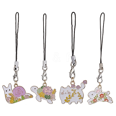 Alloy Enamel Mobile Straps HJEW-JM01090-1