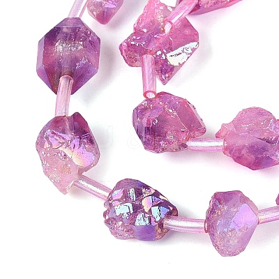 Dyed Electroplate Raw Rough Natural Amethyst Beads Strands G-Q610-05E-1