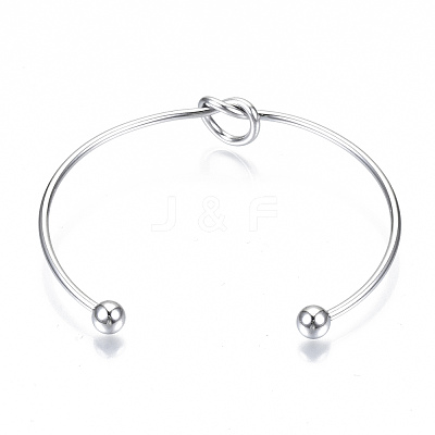 Tarnish Resistant 304 Stainless Steel Love Knot Cuff Bangle Making X-MAK-S073-001P-1
